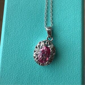 Elegant 925 Sterling Silver Necklace with Pink Gemstone